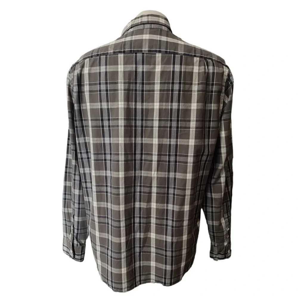 J. Crew Button Down Shirt XL Mens Plaid Brown White Retro Cabin Core Long Sleeve
